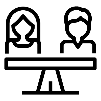 Icon of a scale with a man's and woman's busts