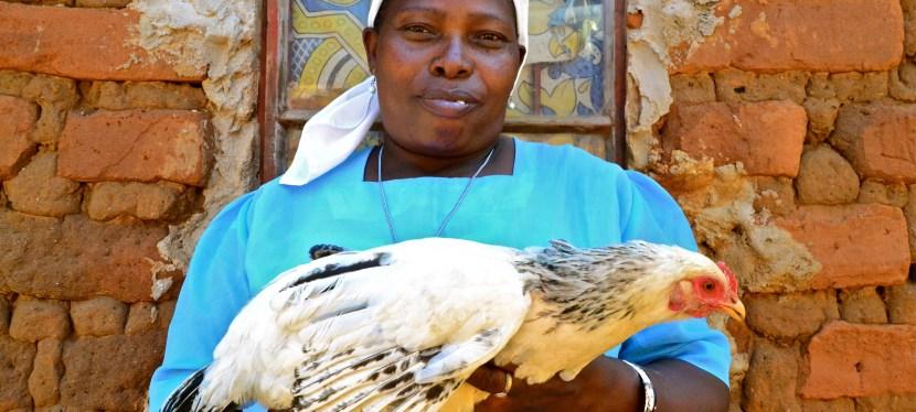 Lady with chicken